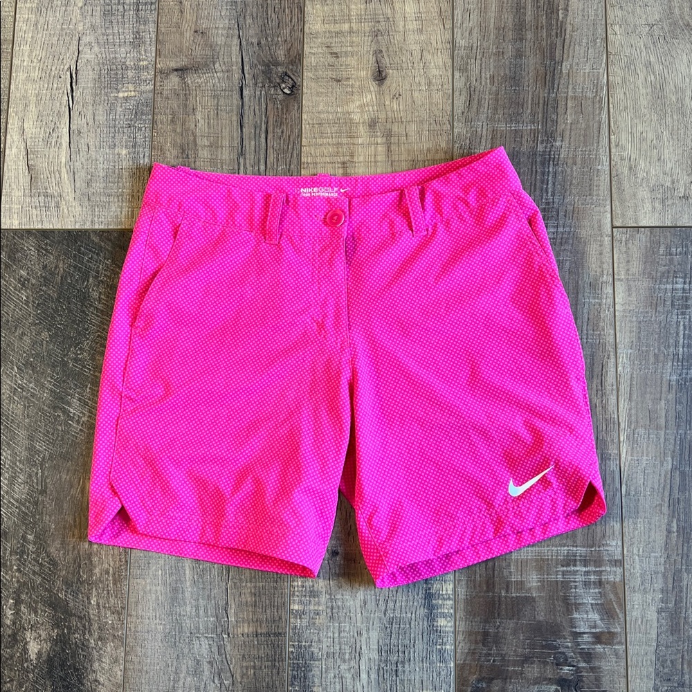 Nike Golf Tour Performance Pink Polka Dot Dri-Fit Shorts Size 6